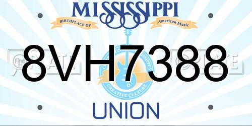 8VH7388 Mississippi License Plate