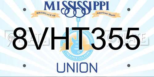 8VHT355 Mississippi License Plate