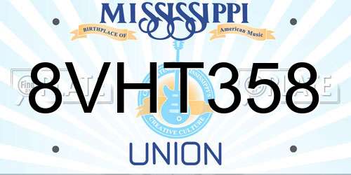 8VHT358 Mississippi License Plate