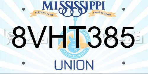 8VHT385 Mississippi License Plate