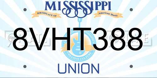 8VHT388 Mississippi License Plate