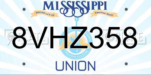 8VHZ358 Mississippi License Plate