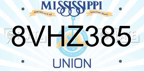 8VHZ385 Mississippi License Plate