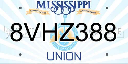 8VHZ388 Mississippi License Plate