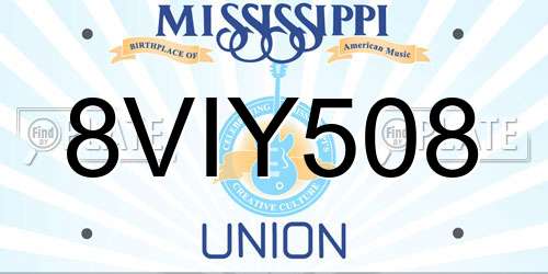 8VIY508 Mississippi License Plate