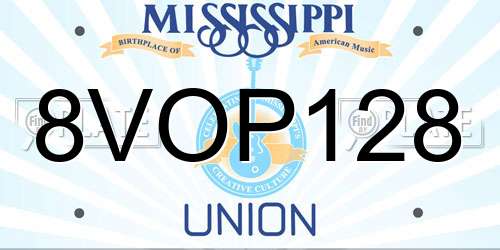 8VOP128 Mississippi License Plate