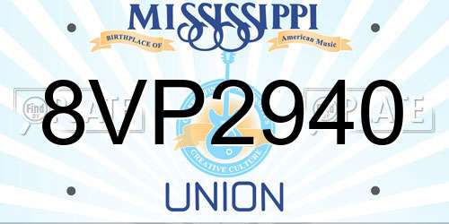8VP2940 Mississippi License Plate