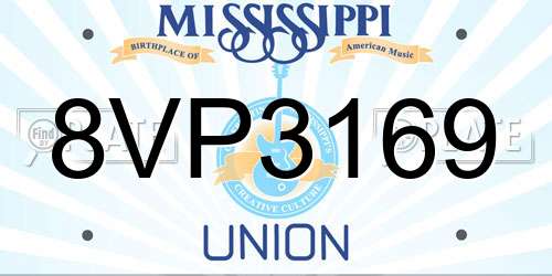 8VP3169 Mississippi License Plate