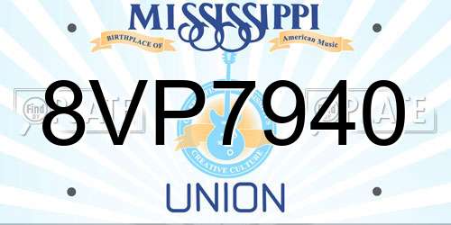 8VP7940 Mississippi License Plate