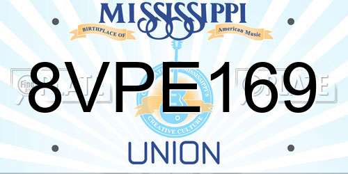 8VPE169 Mississippi License Plate