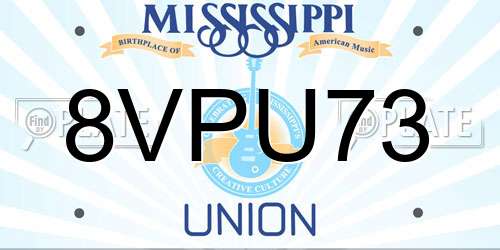 8VPU73 Mississippi License Plate