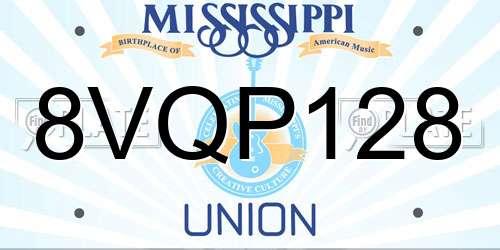 8VQP128 Mississippi License Plate