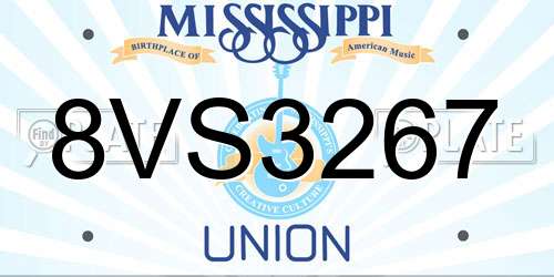 8VS3267 Mississippi License Plate