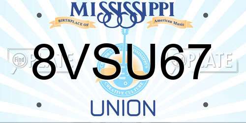 8VSU67 Mississippi License Plate