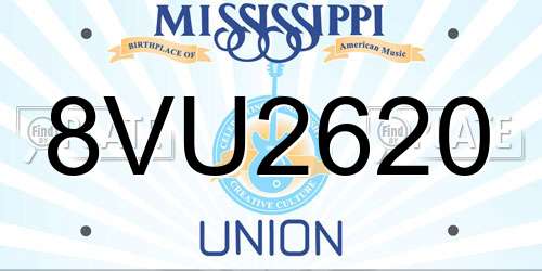 8VU2620 Mississippi License Plate
