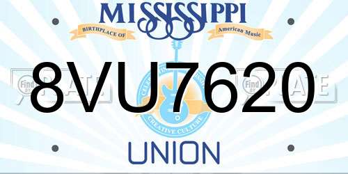 8VU7620 Mississippi License Plate