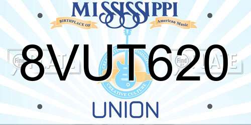 8VUT620 Mississippi License Plate
