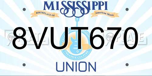 8VUT670 Mississippi License Plate