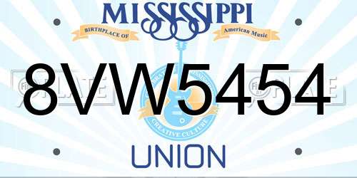 8VW5454 Mississippi License Plate