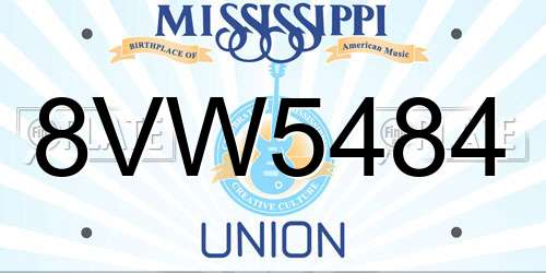 8VW5484 Mississippi License Plate