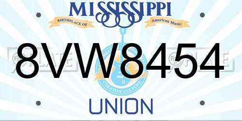 8VW8454 Mississippi License Plate