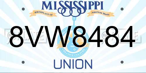 8VW8484 Mississippi License Plate