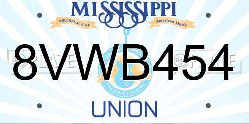 8VWB454 Mississippi License Plate