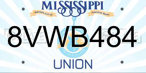 8VWB484 Mississippi License Plate
