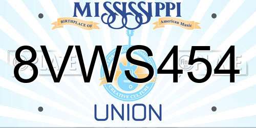 8VWS454 Mississippi License Plate