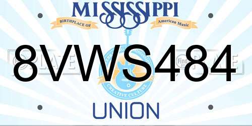 8VWS484 Mississippi License Plate