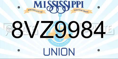 8VZ9984 Mississippi License Plate