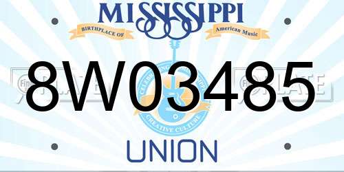 8W03485 Mississippi License Plate