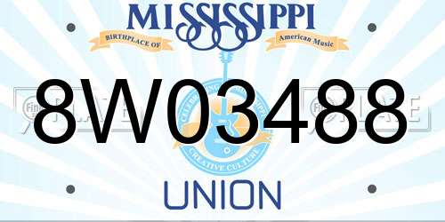 8W03488 Mississippi License Plate