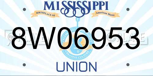 8W06953 Mississippi License Plate