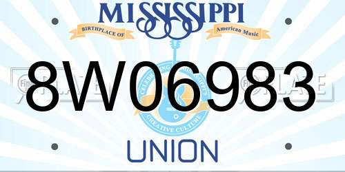 8W06983 Mississippi License Plate