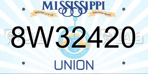 8W32420 Mississippi License Plate