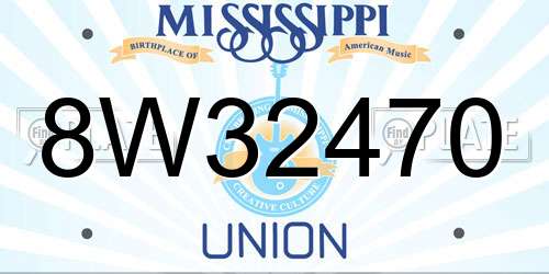 8W32470 Mississippi License Plate