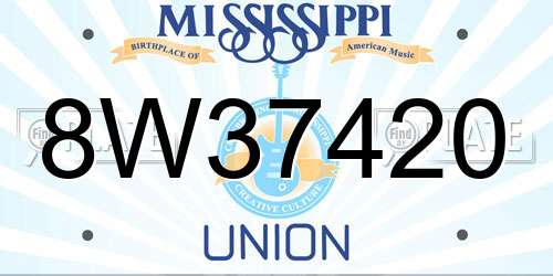 8W37420 Mississippi License Plate