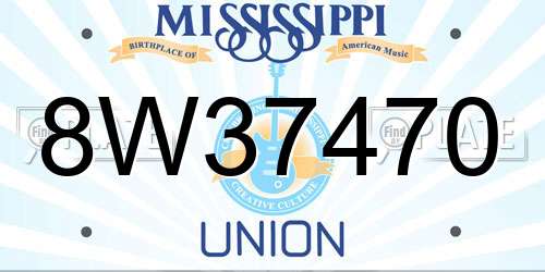 8W37470 Mississippi License Plate