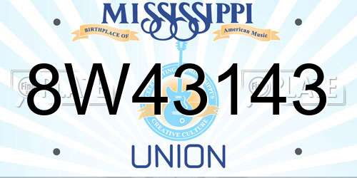 8W43143 Mississippi License Plate