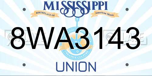 8WA3143 Mississippi License Plate