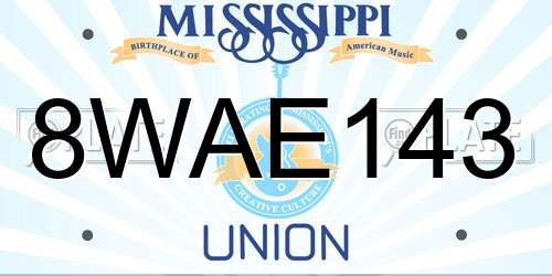 8WAE143 Mississippi License Plate