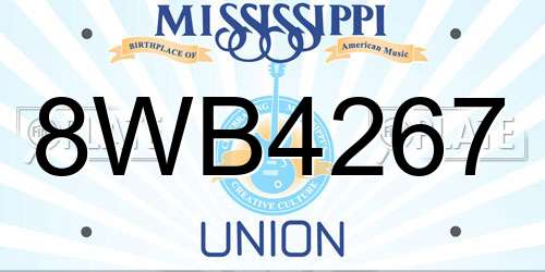 8WB4267 Mississippi License Plate