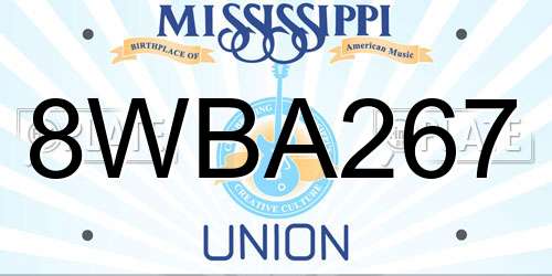 8WBA267 Mississippi License Plate