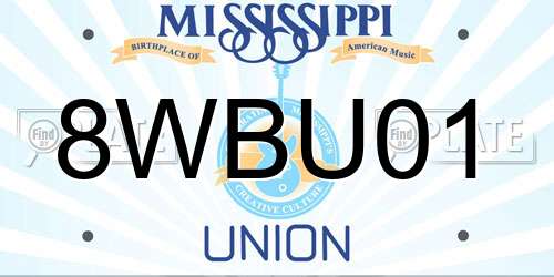 8WBU01 Mississippi License Plate