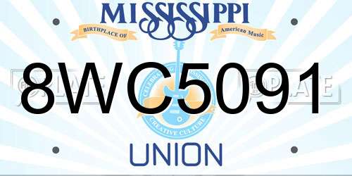 8WC5091 Mississippi License Plate