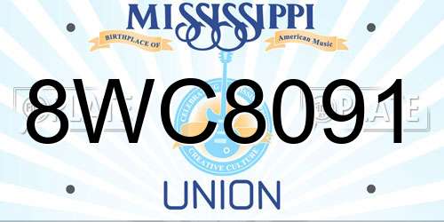 8WC8091 Mississippi License Plate