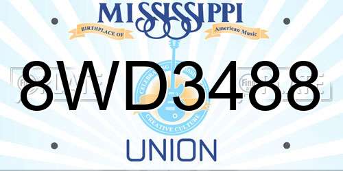 8WD3488 Mississippi License Plate