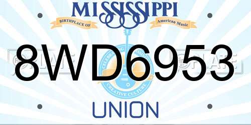 8WD6953 Mississippi License Plate