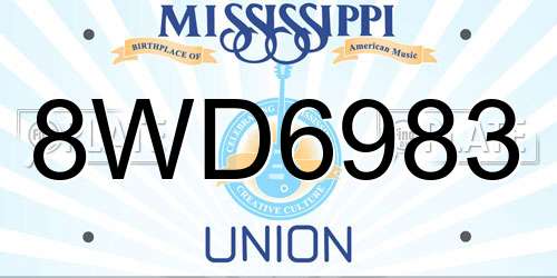 8WD6983 Mississippi License Plate